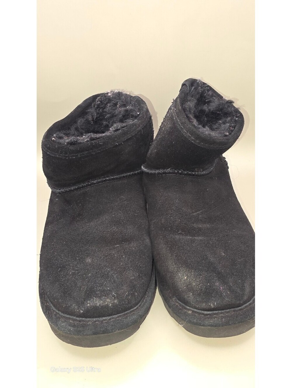 Bearpaw Women Black Suede Shearling Lined Ankle Boots Size 7